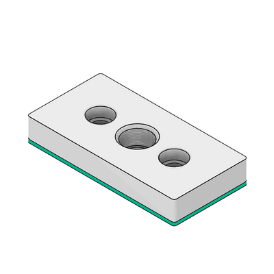 32-459038G-1SS MODULAR SOLUTIONS PNEUMATIC PLATE 45MM X 90MM WITH GASKET 3/8 G THREADED CENTER THRU HOLE